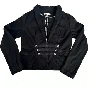 Cabi Women’s Sz 6 Distressed Black Military Long Sleeve‎ Blazer Grunge Y2K Style